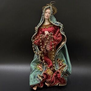 Retired DILLARD’s Trimmings 12” Angel Mama Mary Vinyl Doll Ornament